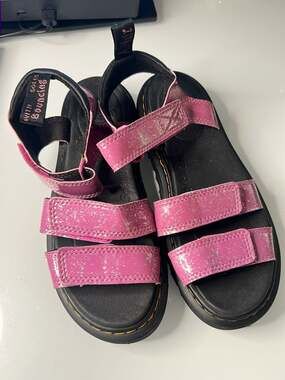 Dr. Martens Junior Klaire J Pink Cosmic Glitter Strappy Sandals